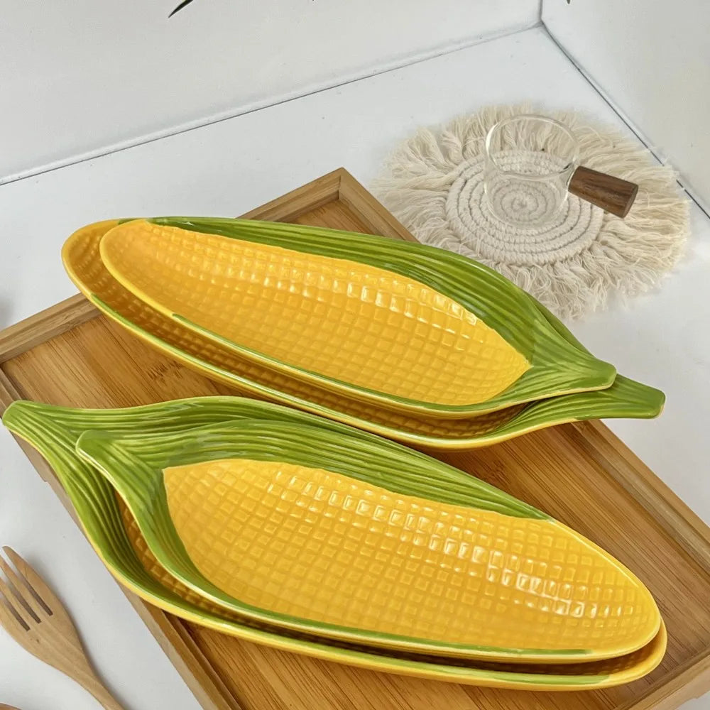 Corn Shaped Ceramic Plate