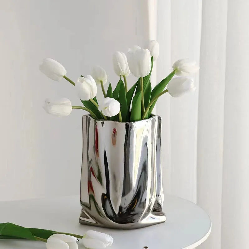 Modern Ruffled Ceramic Vase