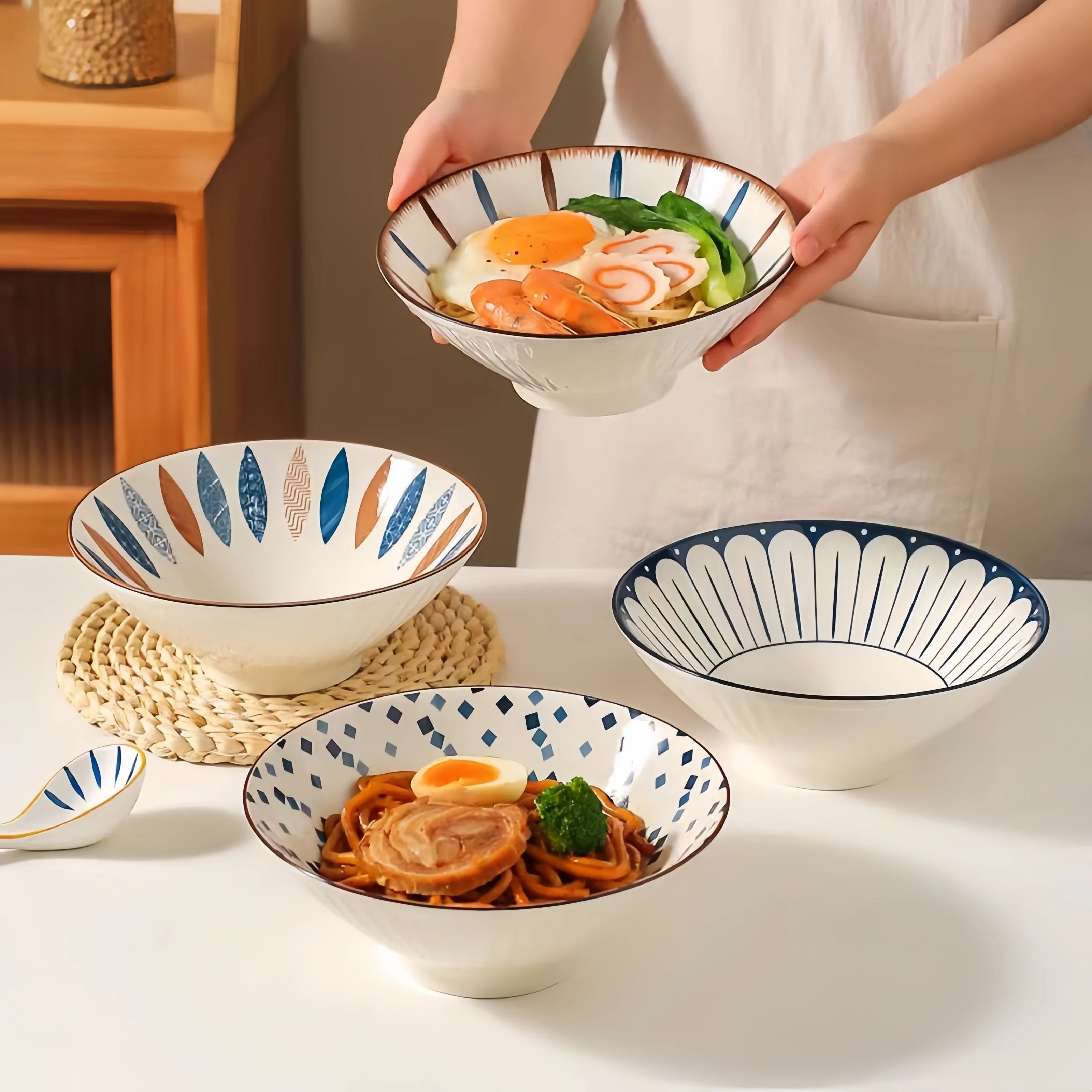 Japanese Style Ceramic Ramen Bowls